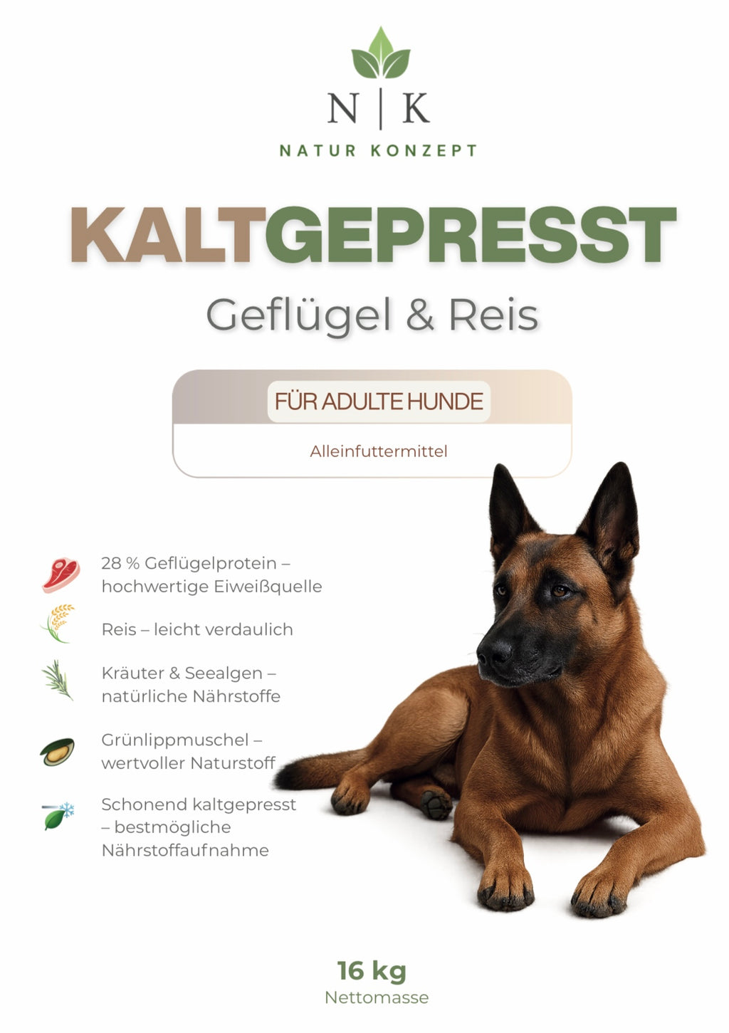 Hundefutter Etikett vordere Seite