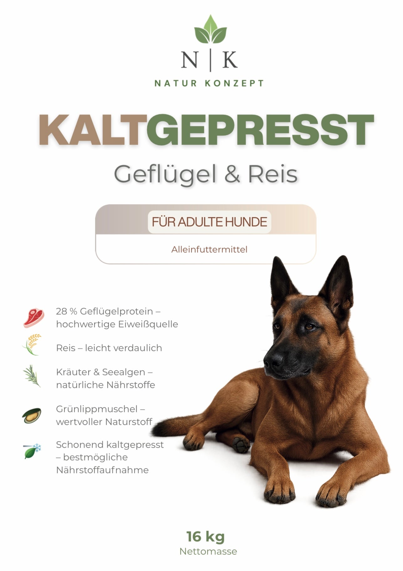 Hundefutter Etikett vordere Seite
