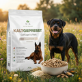 Kaltgepresstes Hundefutter für Hunde mit Geflügel und Reis - 16 kg Sack